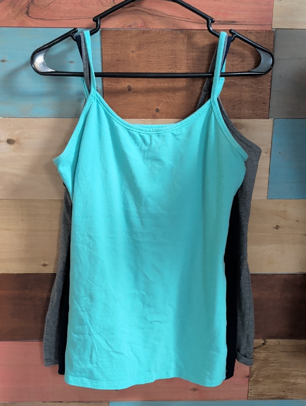 3 Torrid Camis Aqua, Navy And Gray with Spaghetti Straps